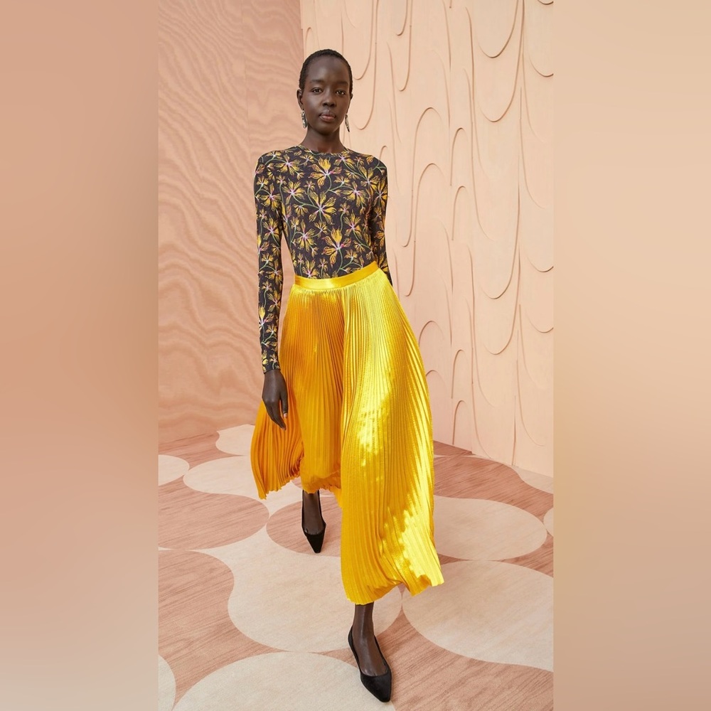Ulla Johnson Rami Pleated Satin Maxi Skirt